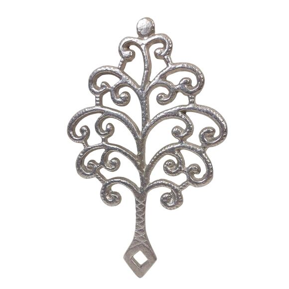 Vintage Pewtarex Pewter Trivet Hot Plate Family Tree Wall Hanging Decor 3 Feet - Picture 1 of 7